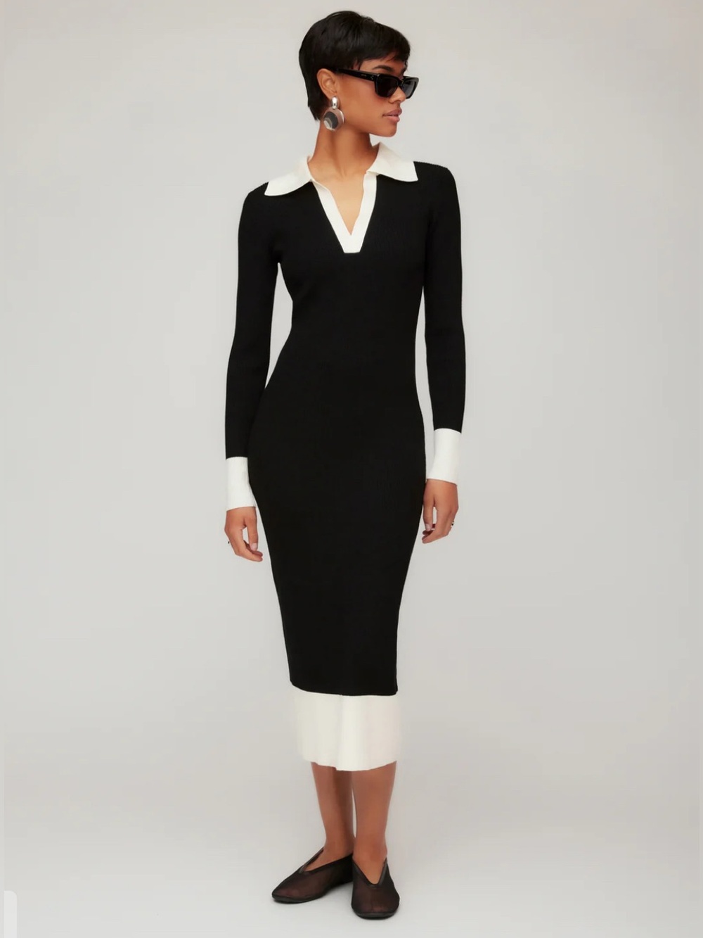 Fifteen Twenty Belle Ribbed Polo Midi Dress Size Medium‎